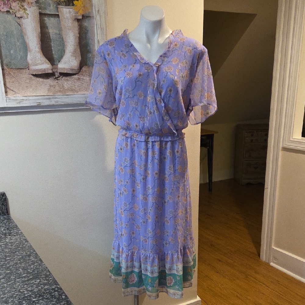 LC Lauren Conrad Lavender Floral Midi Dress